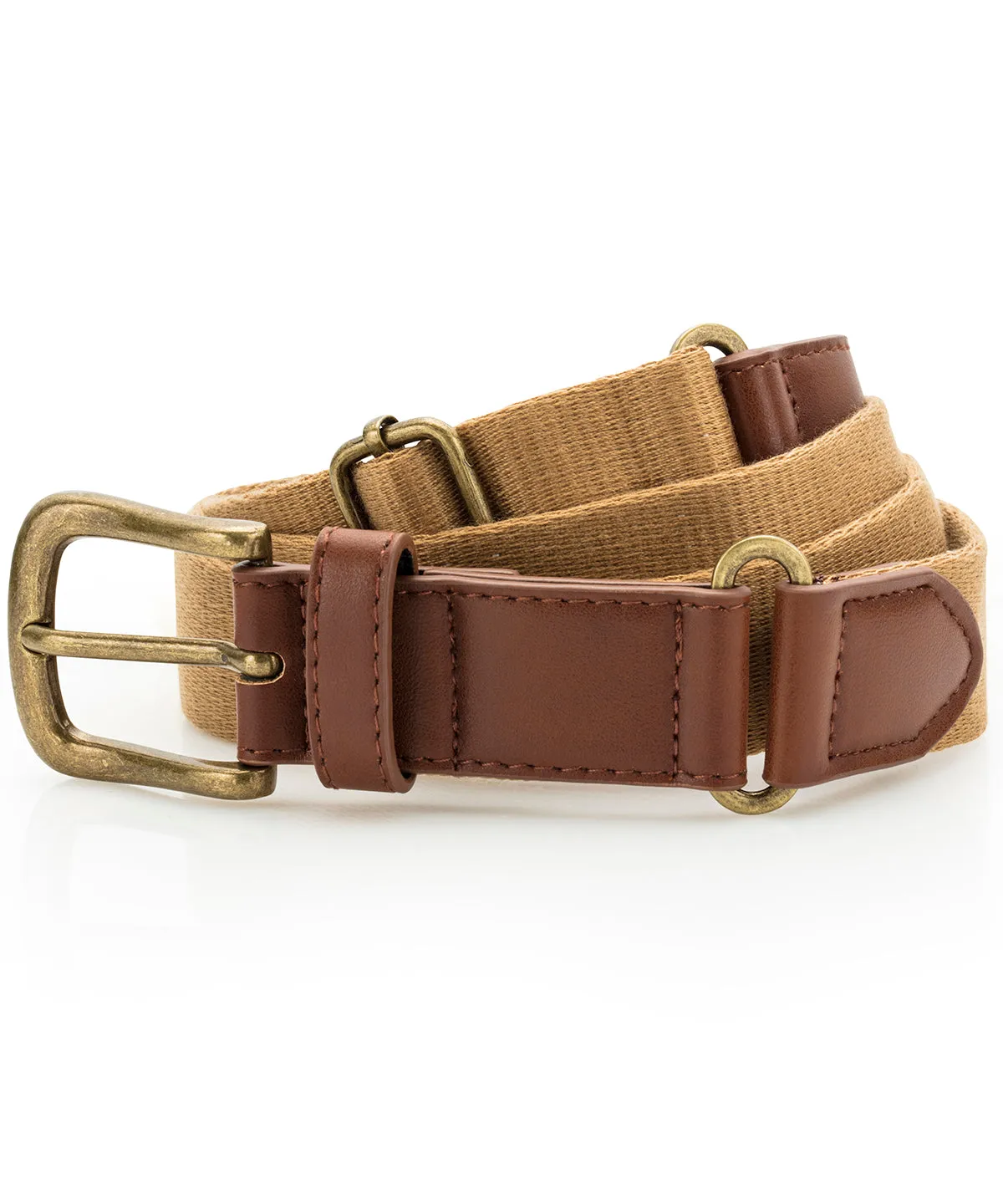 Faux leather and canvas belt | Camel
