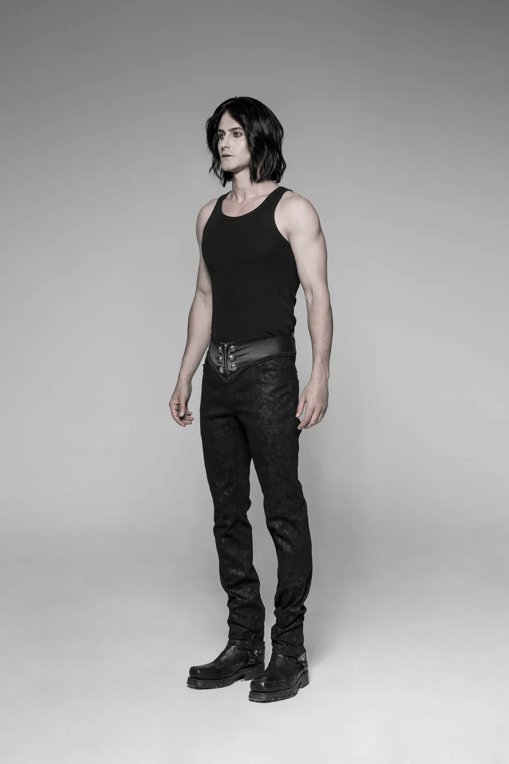Gothic Stylish Black Lace Up Back Skinny Jeans