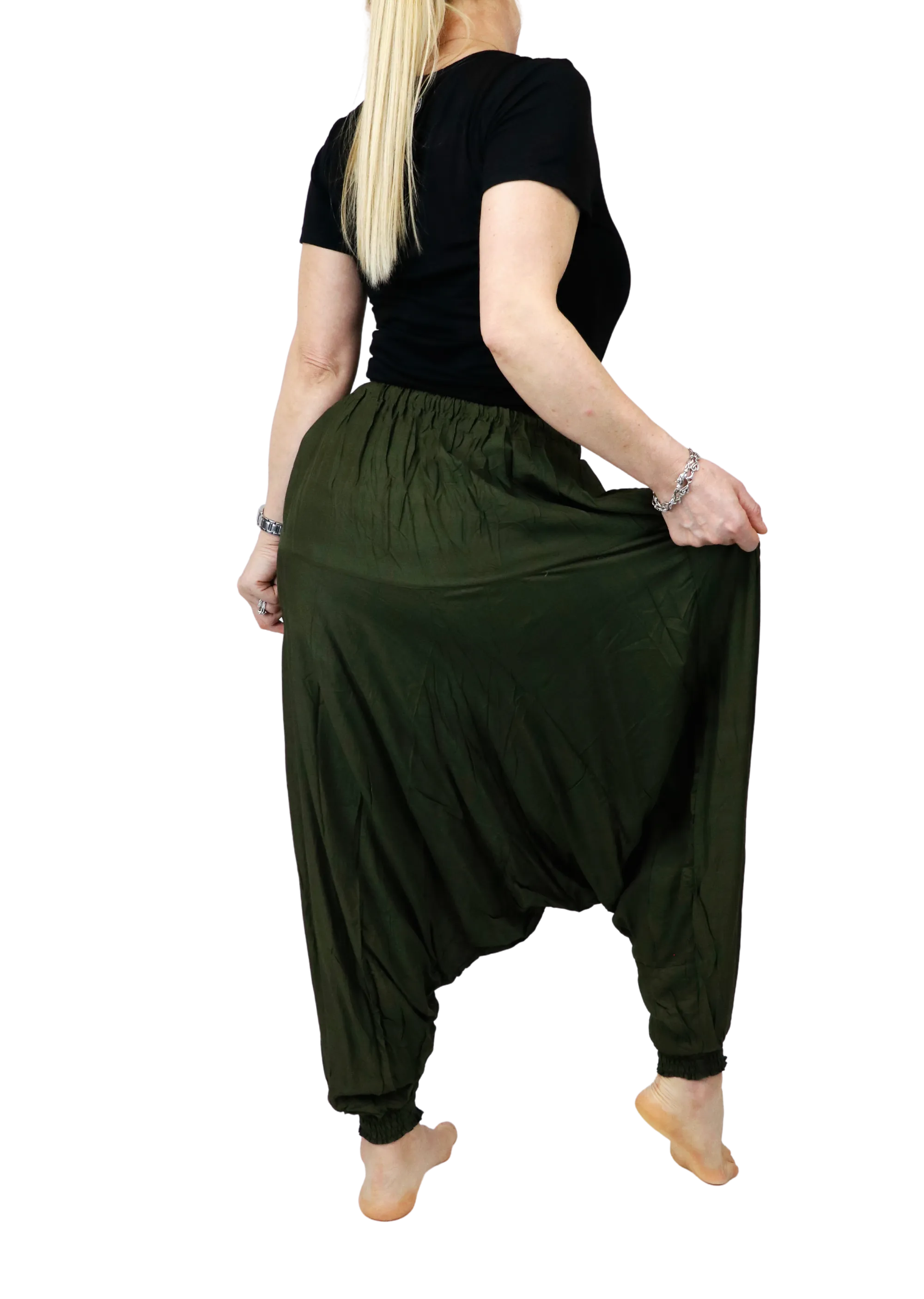 Harem Pants Unisex Yoga Comfy Loungewear Gypsy Boho Baggy Pants Unisex Solid Color